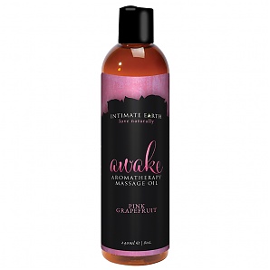 Intimate Earth Awake Aromatherapy Massage Oil Pink Grapefruit 8oz